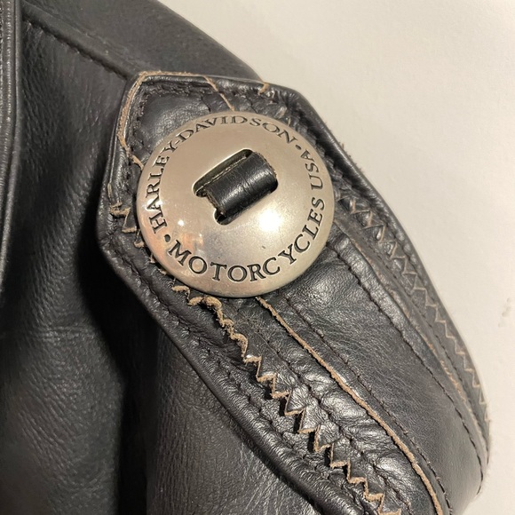 Vintage 80s 90s Harley Davidson Authentic Leather Biker Jacket Embossed Logo - Picture 10 of 16